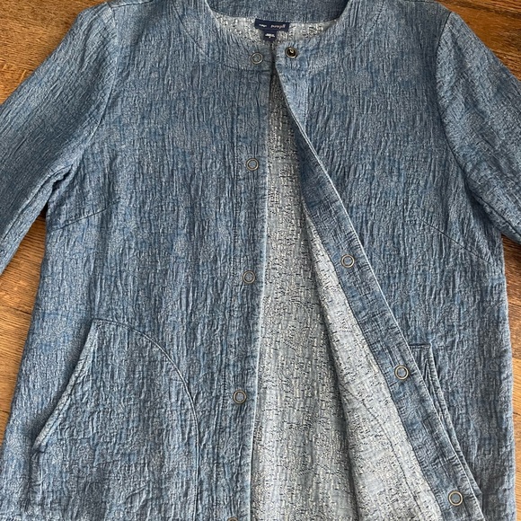 Pure Jill Indigo Denim Blue Crinkle Jacket - Picture 4 of 5
